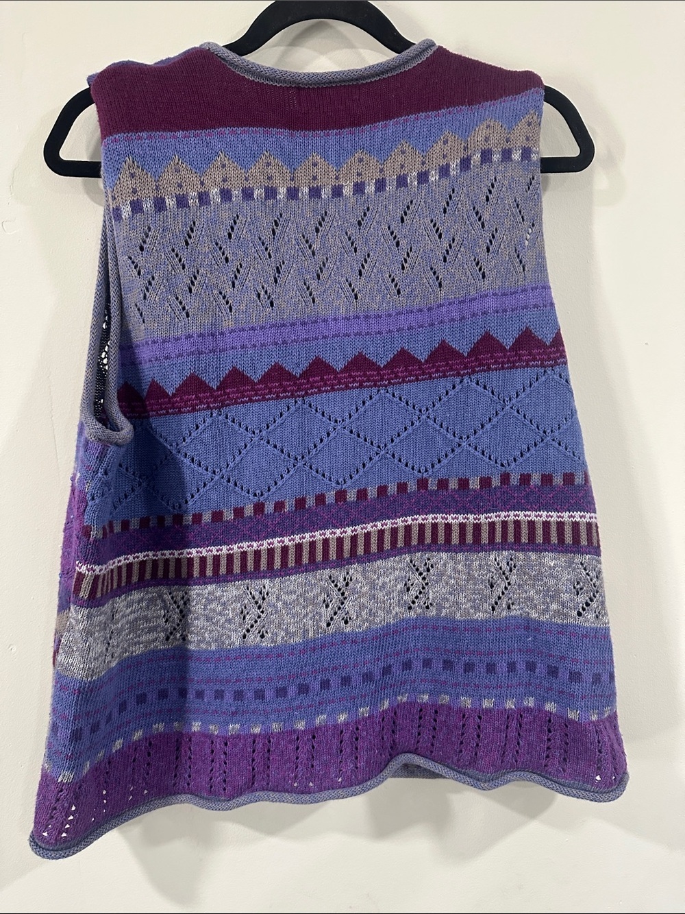 Napa Valley Women's Purple Patterned Zip Vest Sweater Ramie/cotton blend - Picture 3 of 9